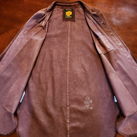 VTG FOX RUN Burgundy Brown Suede Leather Button Down Shirt Jacket - Picture 12 of 15